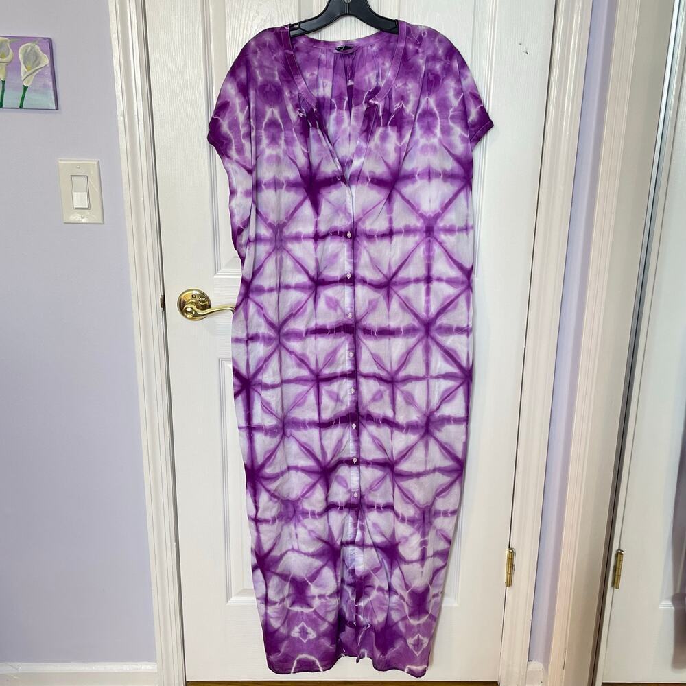 handmade tie dyed maxidress shibori swim cover XXL purple - Picture 3 of 9